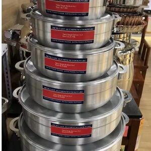 Aluminum Cooking Pots Set - Silver (6set)